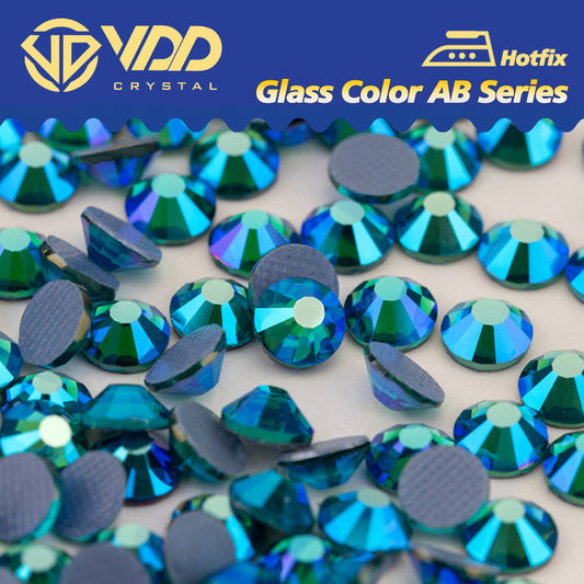 VDD  091 Blue Zircon AB Ocean Series High Quality  Hot-Fix Glass Crystal Rhinestones Flatback Strass Stones