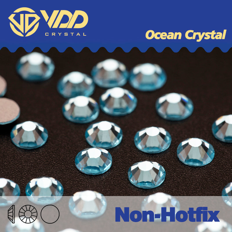 VDD 027 Aquamarine  Ocean Series High Quality Non-hotfix Glass Crystal Rhinestones Flatback Strass Stones