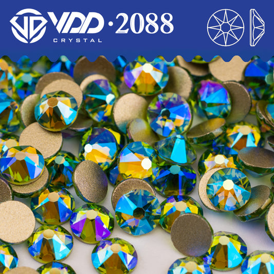 VDD 077	Peridot AB SS16-SS30 High Quality AAAAA 2088 8 Big 8 Small Rhinestone Flatback Glitter Stone Crafts Nail Art Accessories