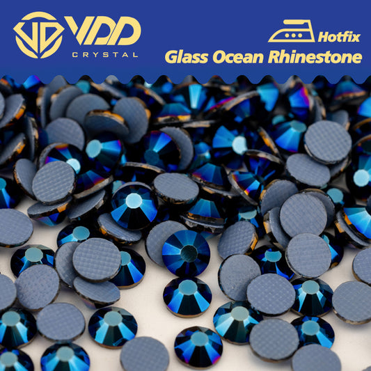 VDD  068 Metallic Blue Ocean Series High Quality  Hot-Fix Glass Crystal Rhinestones Flatback Strass Stones