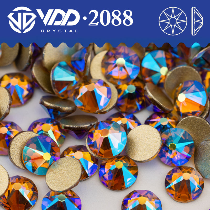 VDD 080 Lt.C.Topaz AB SS16-SS30 High Quality AAAAA 2088 8 Big 8 Small Rhinestone Flatback Glitter Stone Crafts Nail Art Accessories