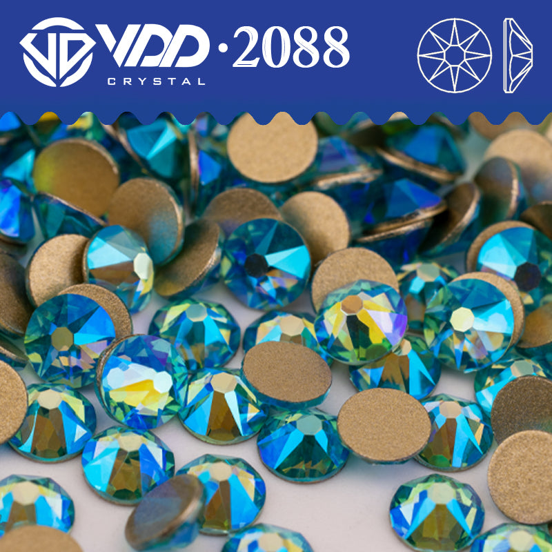 VDD 075	Aquamarine AB SS16-SS30 High Quality AAAAA 2088 8 Big 8 Small Rhinestone Flatback Glitter Stone Crafts Nail Art Accessories