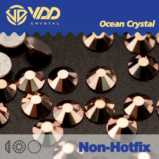 VDD  069 Rose Glod  Ocean Series High Quality Non-hotfix Glass Crystal Rhinestones Flatback Strass Stones