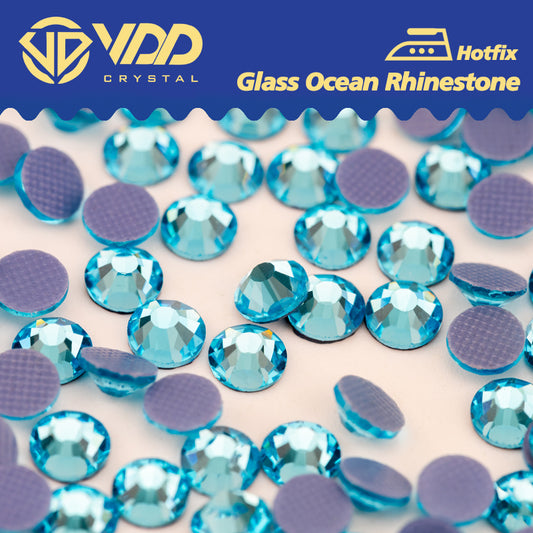 VDD 027 Aquamarine Ocean Series High Quality  Hot-Fix Glass Crystal Rhinestones Flatback Strass Stones