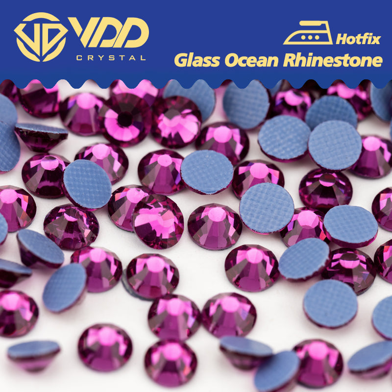 VDD 042 Fuchsia Ocean Series High Quality  Hot-Fix Glass Crystal Rhinestones Flatback Strass Stones