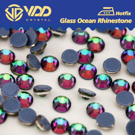 VDD 064 Green Flare Ocean Series High Quality  Hot-Fix Glass Crystal Rhinestones Flatback Strass Stones