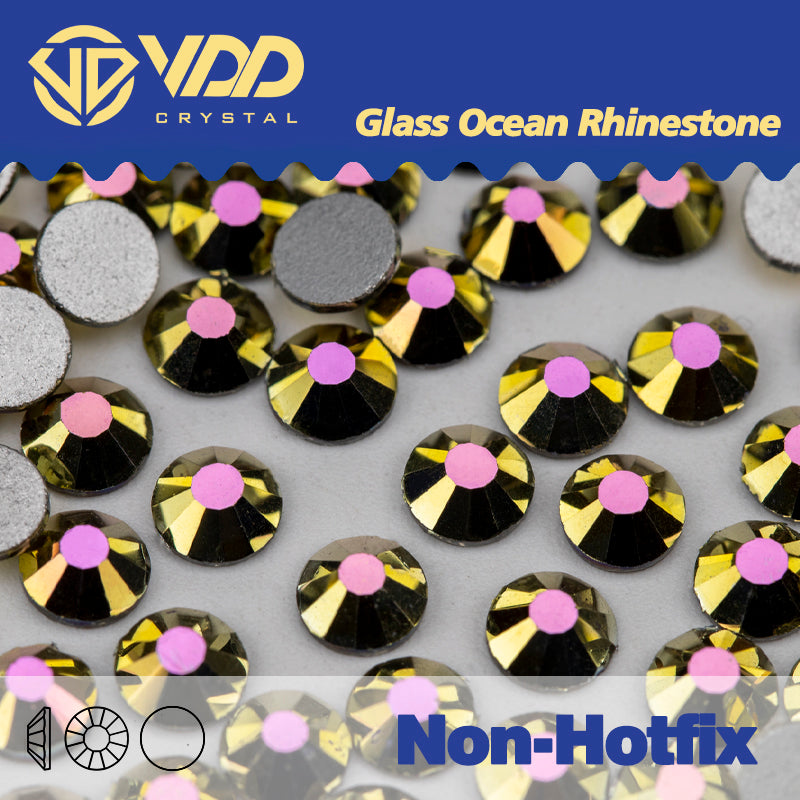 VDD 162 Metal Pink Gold Ocean Series High Quality Non-hotfix Glass Crystal Rhinestones Flatback Strass Stones